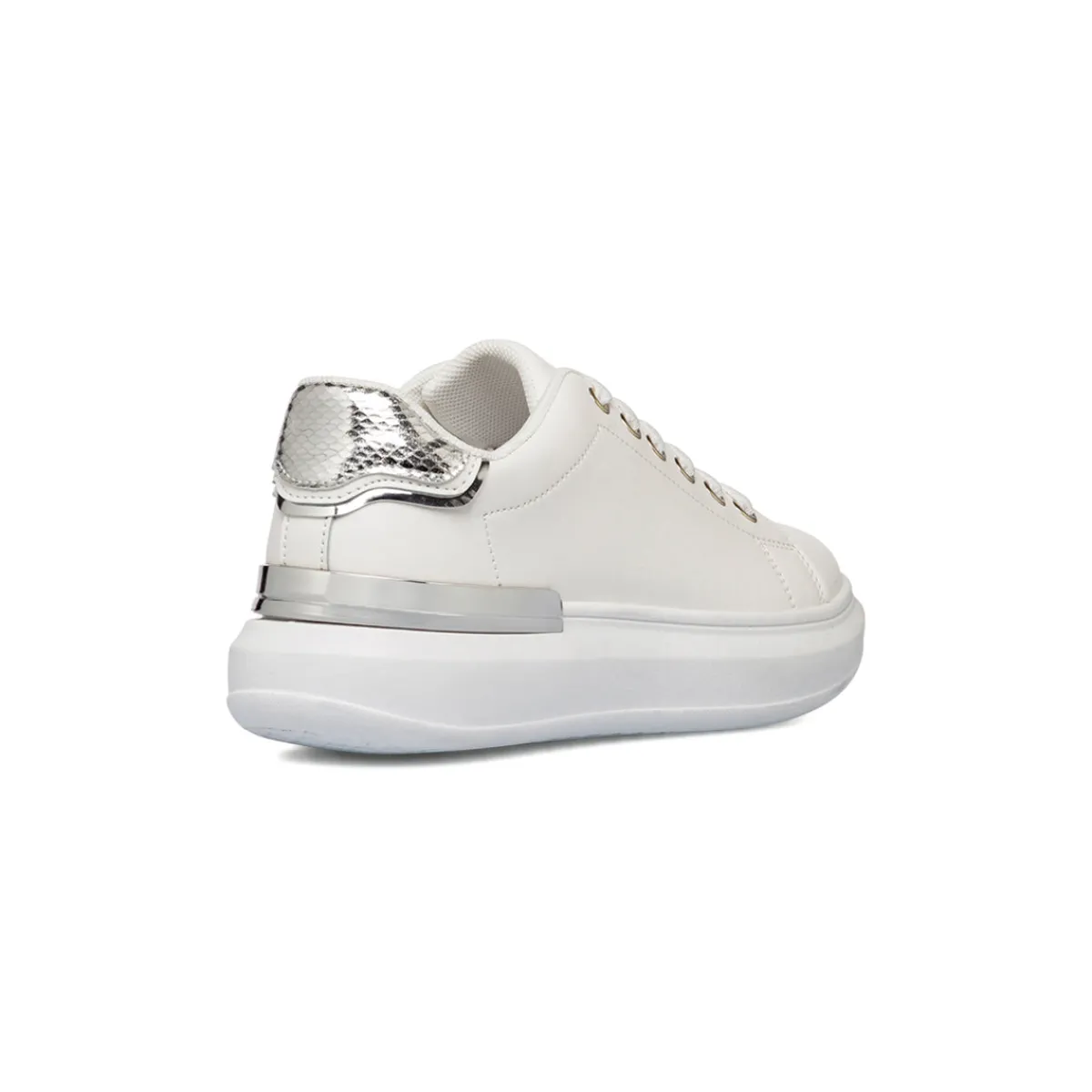 New Sneakers da donna bianche con dettagli argento e suola platform Donna Sneakers Donna