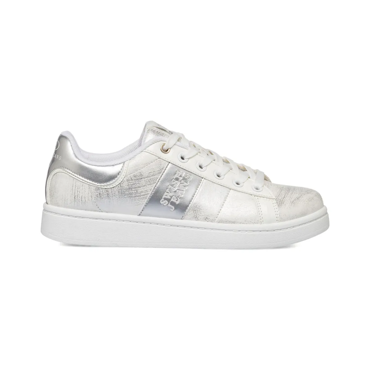 Discount Sneakers da donna bianche con dettagli in argento Donna Sneakers Donna