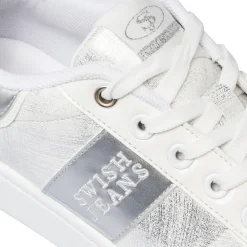 Discount Sneakers da donna bianche con dettagli in argento Donna Sneakers Donna