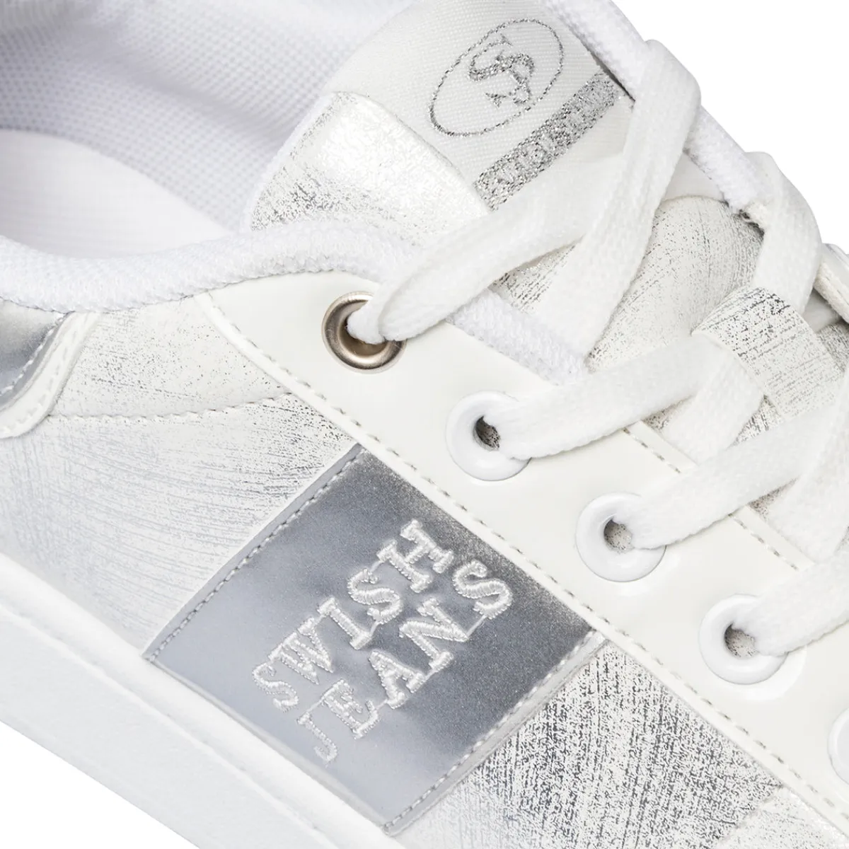 Discount Sneakers da donna bianche con dettagli in argento Donna Sneakers Donna