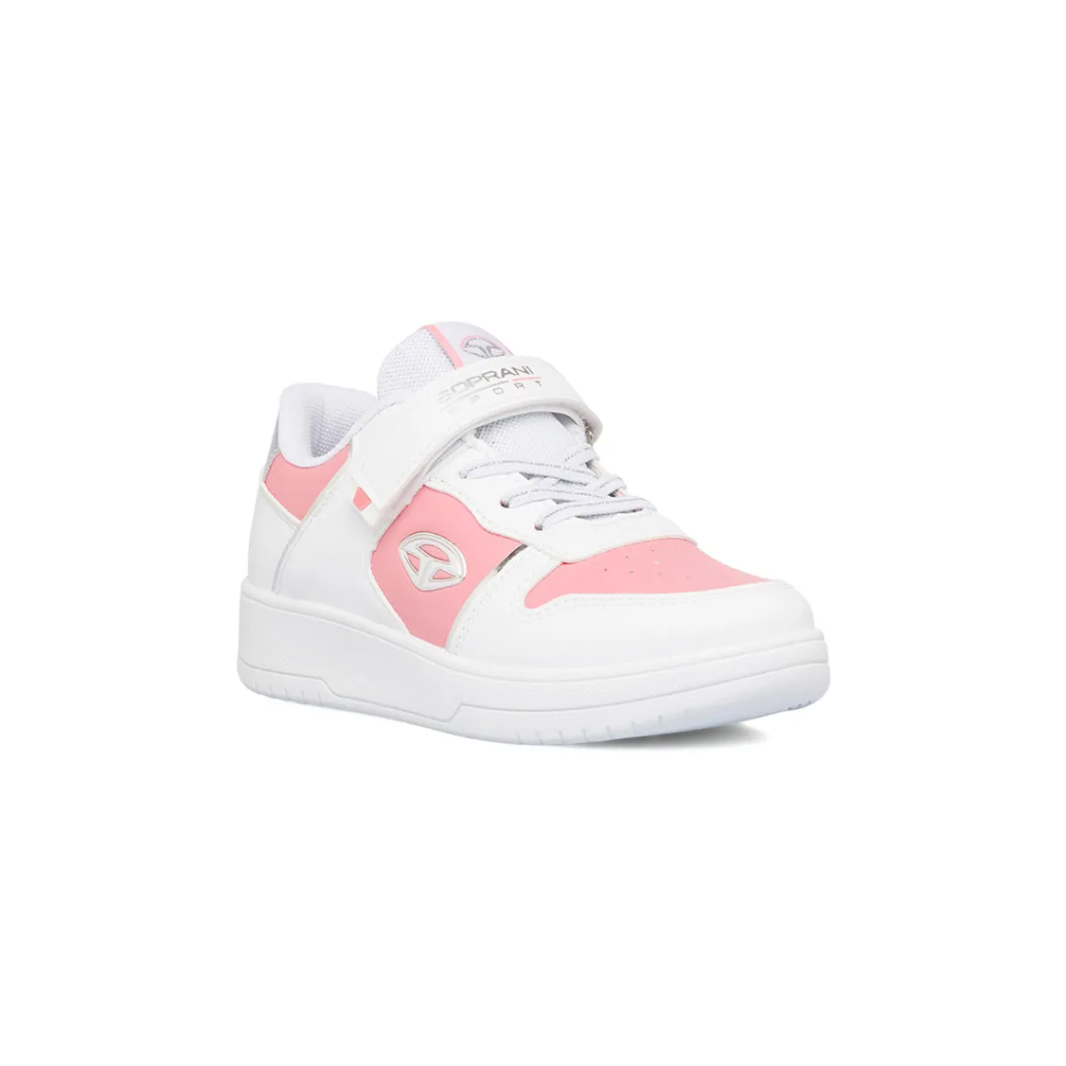 Sneakers da ragazza bianche con dettagli rosa e laminati Bambino Sneakers Sportive Bambina|Scarpe Ragazza