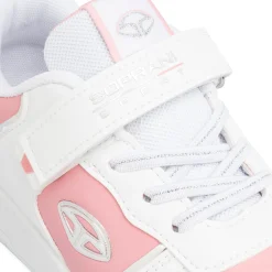 Sneakers da ragazza bianche con dettagli rosa e laminati Bambino Sneakers Sportive Bambina|Scarpe Ragazza