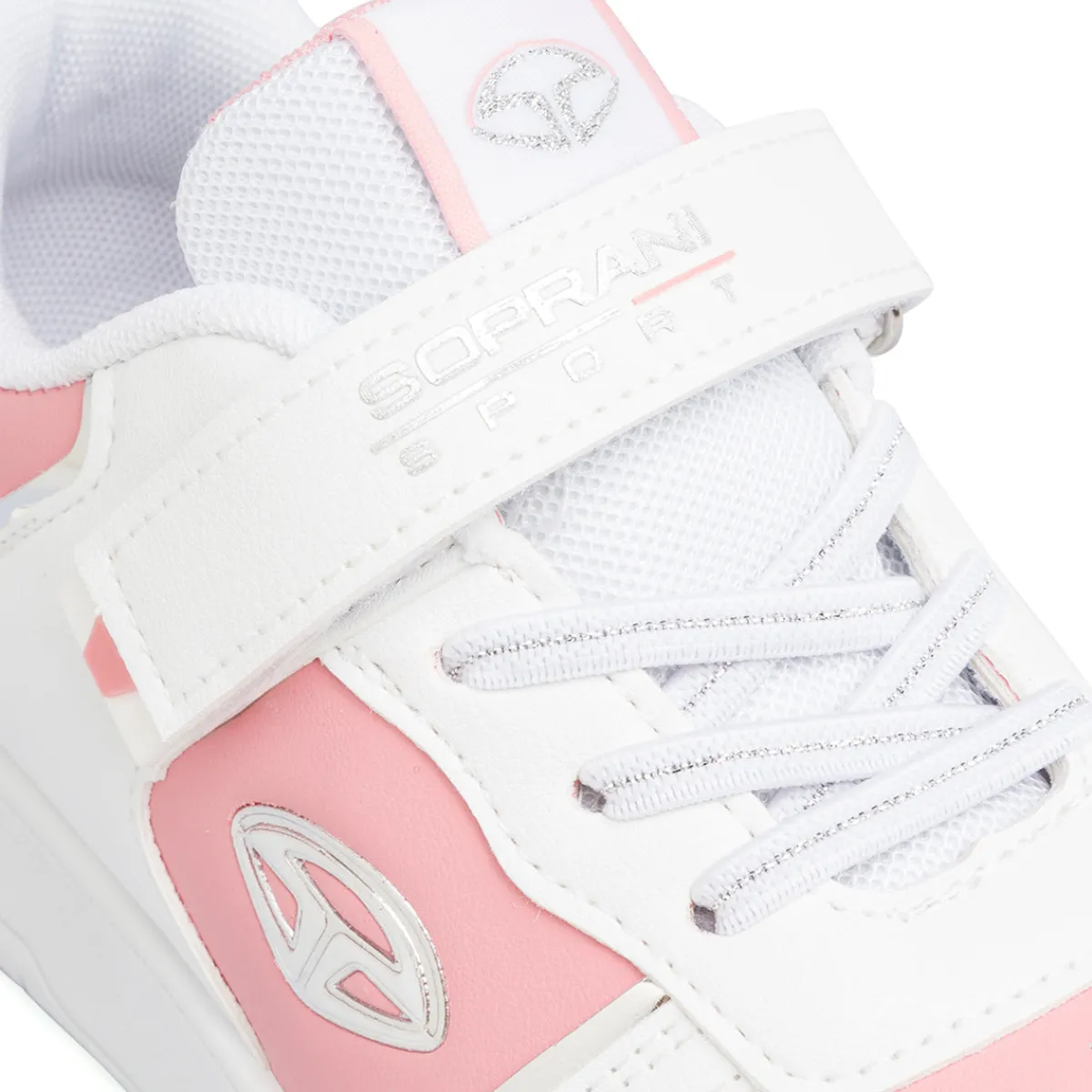 Sneakers da ragazza bianche con dettagli rosa e laminati Bambino Sneakers Sportive Bambina|Scarpe Ragazza