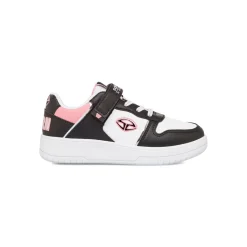 New Sneakers da ragazza bianche con dettagli neri e rosa Bambino Sneakers Sportive Bambina|Scarpe Ragazza