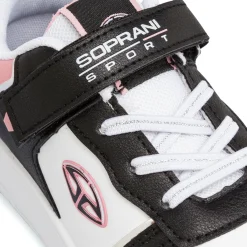 New Sneakers da ragazza bianche con dettagli neri e rosa Bambino Sneakers Sportive Bambina|Scarpe Ragazza