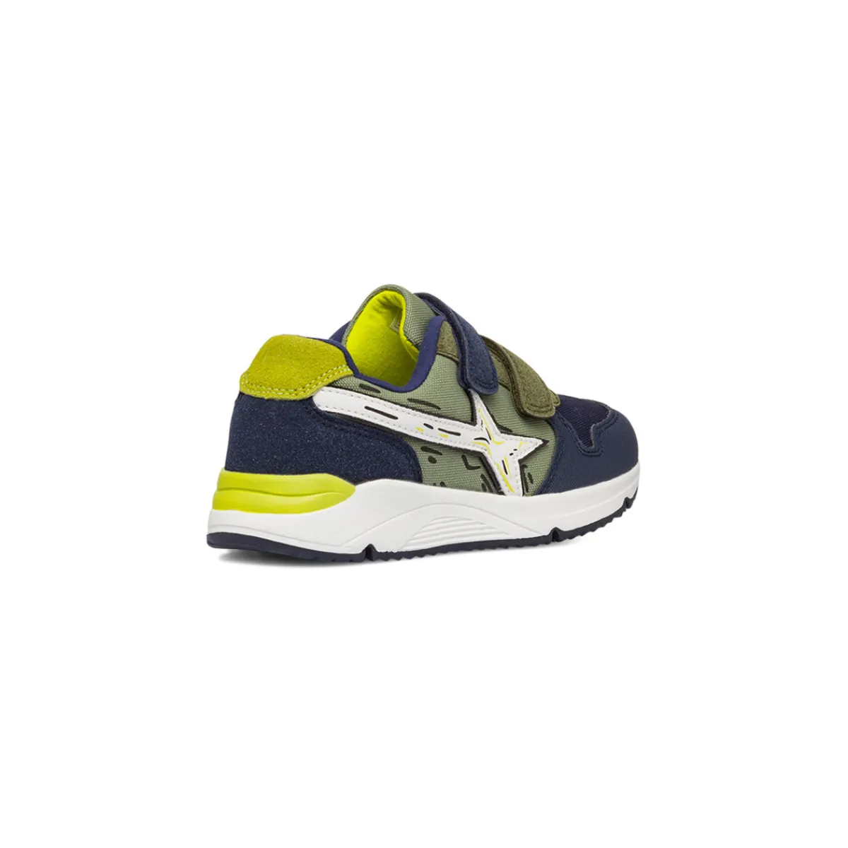 New Sneakers da ragazzo verde militare e blu navy con dettagli bianchi e giallo lime Bambino Sneakers Bambino|Scarpe Ragazzo