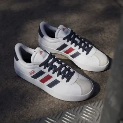 Discount Sneakers da uomo bianche con dettagli blu e rossi VL Court 3.0 Uomo Sneakers Sport Uomo|Sneakers Uomo