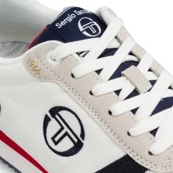 Sneakers da uomo bianche con dettagli blu e rossi Bergamo Uomo Sneakers Sport Uomo|Scarpe Sportive