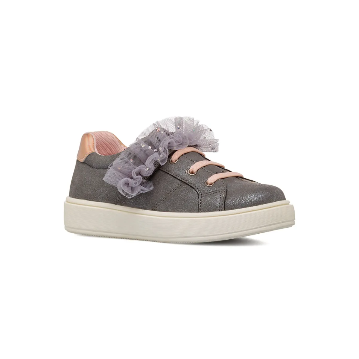 Sale Sneakers grigie con fiocco tulle da Ragazza Bambino Sneakers Bambina|Scarpe Ragazza