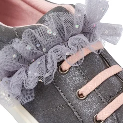 Sale Sneakers grigie con fiocco tulle da Ragazza Bambino Sneakers Bambina|Scarpe Ragazza