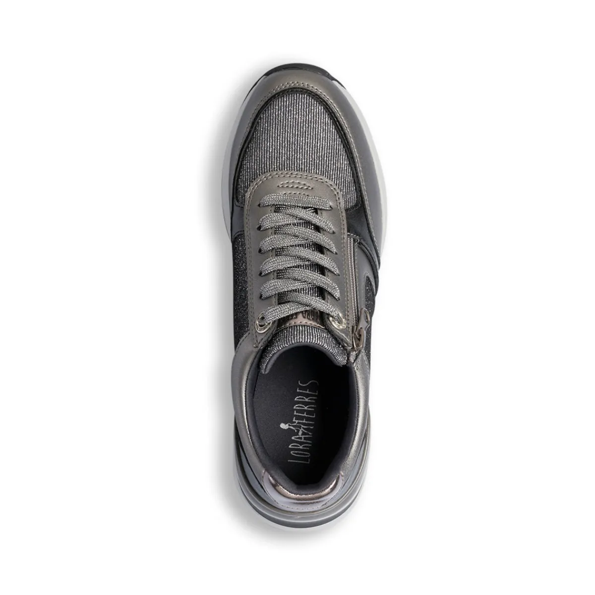 Discount Sneakers grigie da donna con dettagli glitter e zip Donna Sneakers Donna