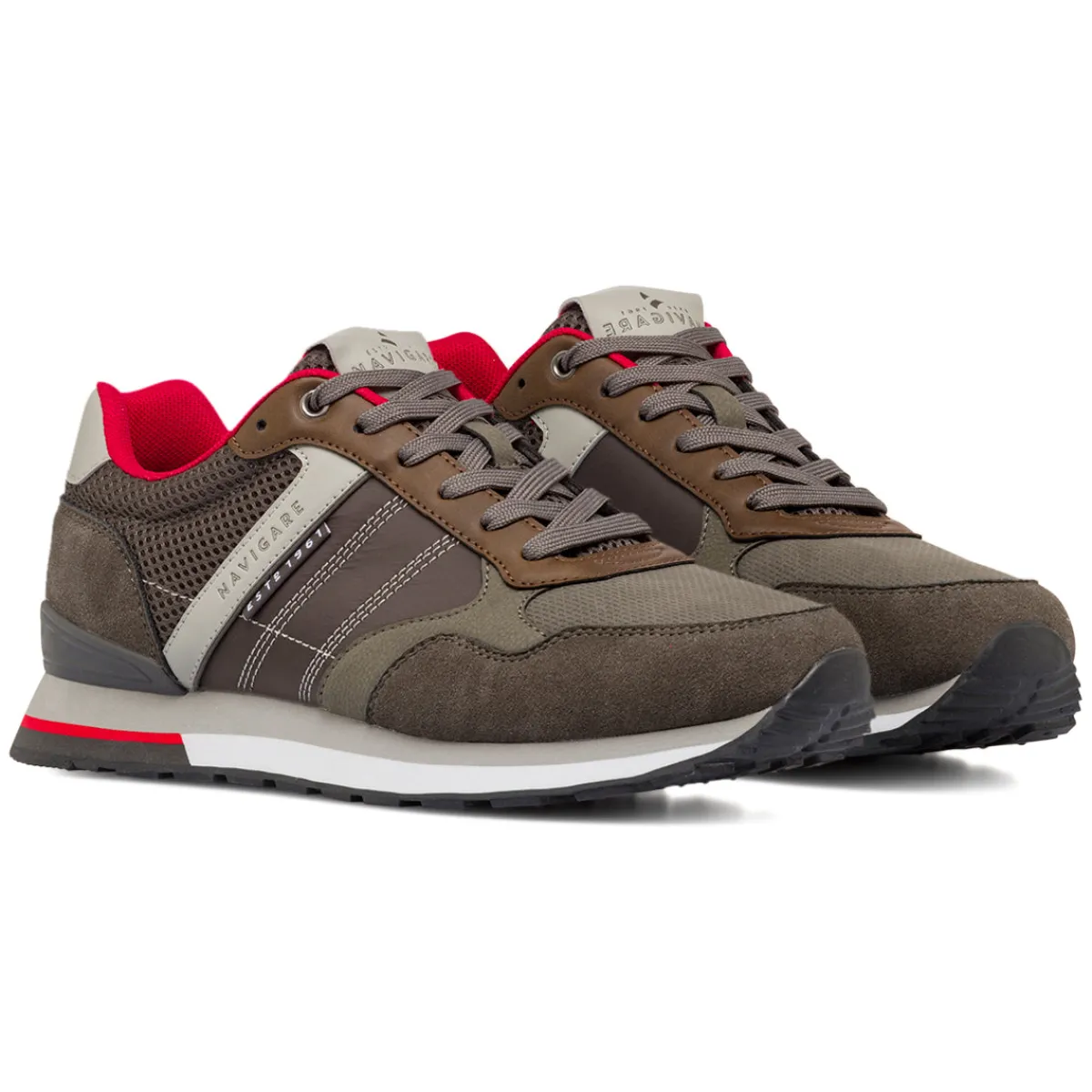 Sneakers Grigie da Uomo con inserti Rossi Uomo Sneakers Uomo