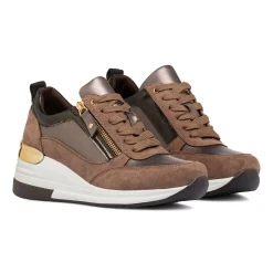 Clearance Sneakers marroni da Donna con zip e zeppa Donna Sneakers Donna