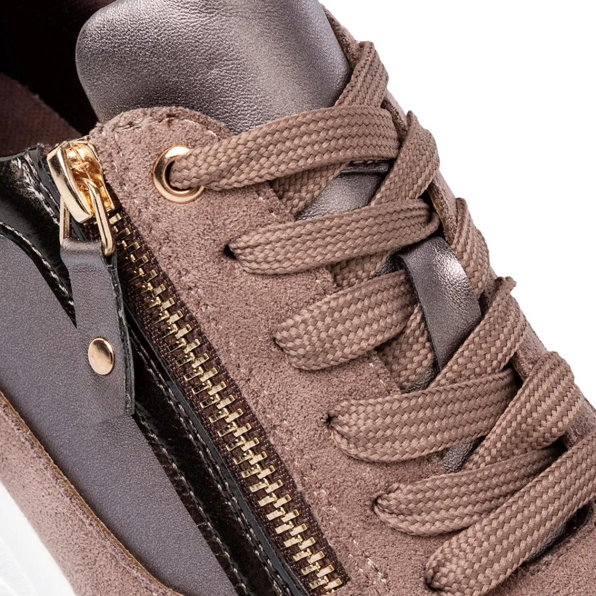 Clearance Sneakers marroni da Donna con zip e zeppa Donna Sneakers Donna