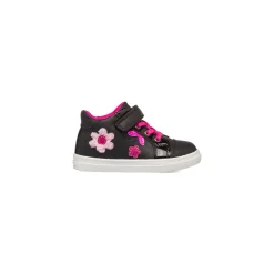Clearance Sneakers nere da bambina primi passi con dettagli fiori rosa e glitter Bambino Scarpe Con Strappo Bambina|Primi Passi Bambina