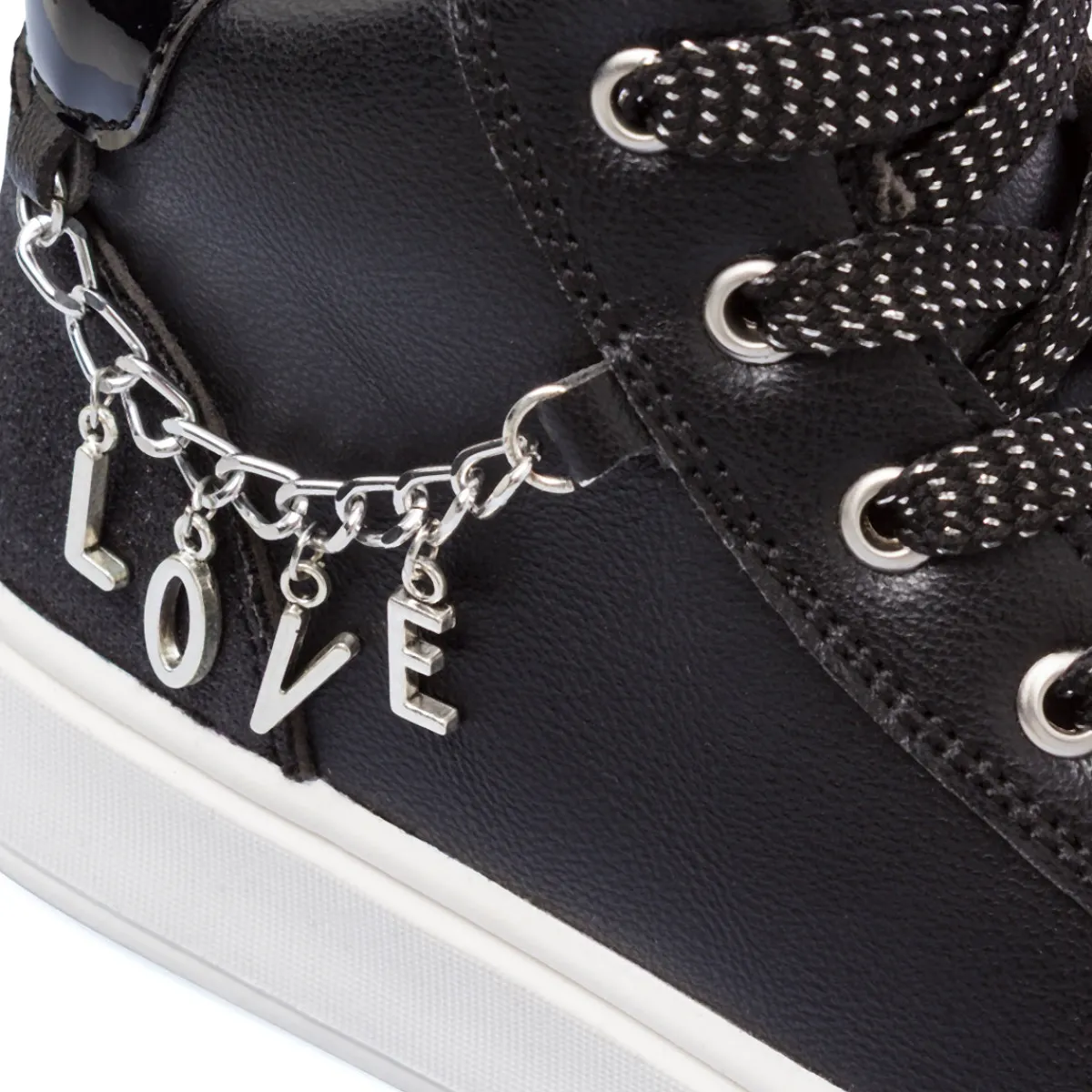 New Sneakers nere da Bambina con catena LOVE Bambino Sneakers Bambina