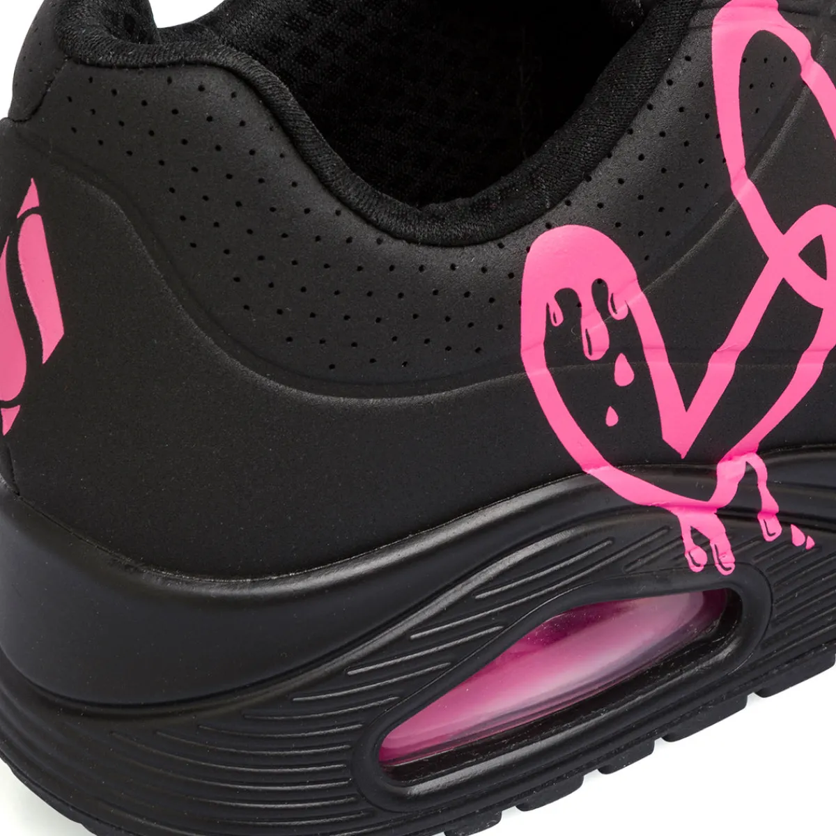 Outlet Sneakers nere da Donna con stampa cuori e soletta memory foam Uno Donna Scarpe Per Camminare|Scarpe Comfort