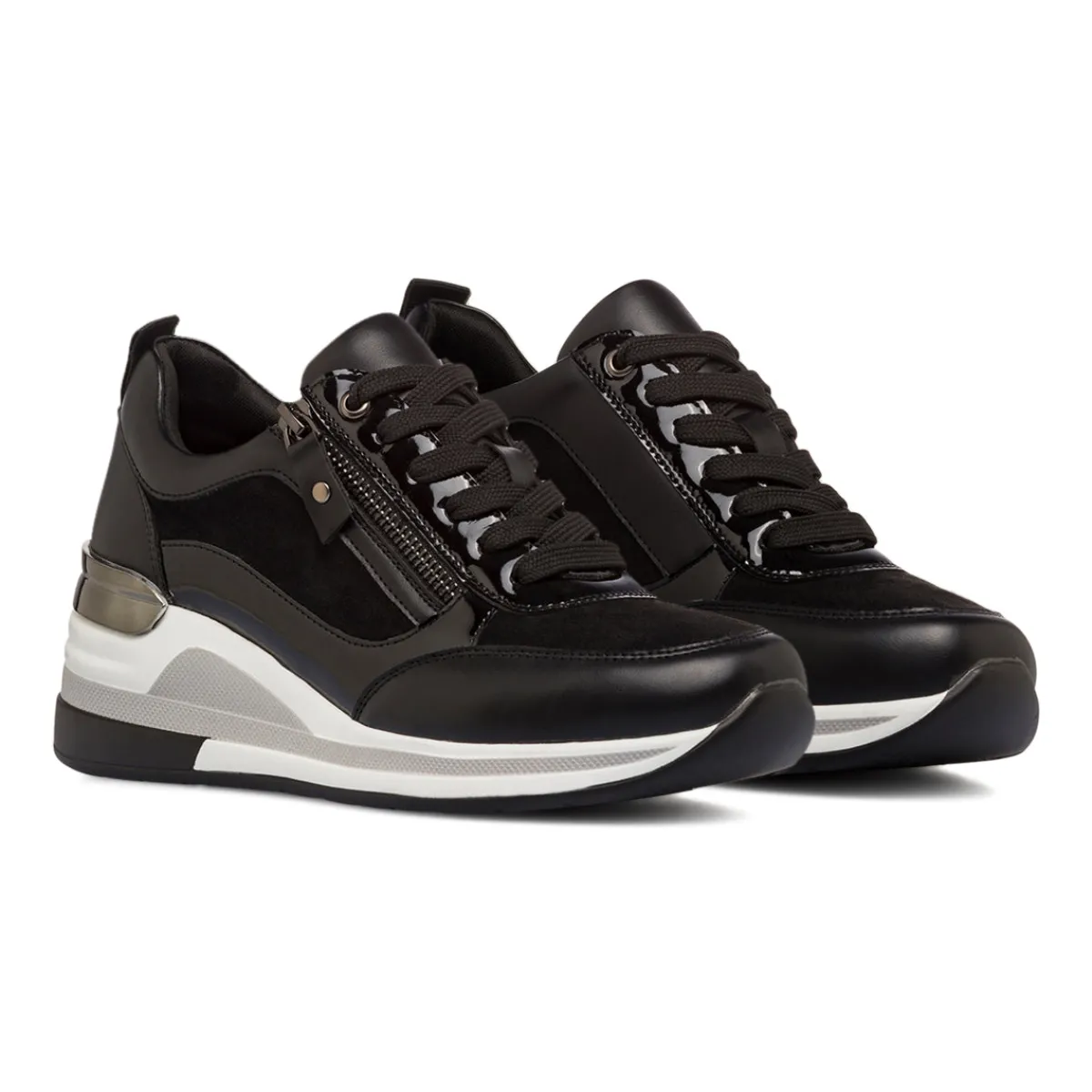 Sale Sneakers nere da Donna con zip e zeppa Donna Sneakers Donna