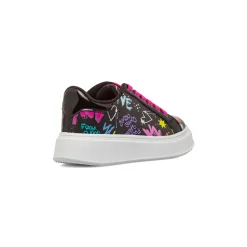 Sale Sneakers nere da Ragazza con stampa graffiti e lacci rosa Bambino Sneakers Bambina