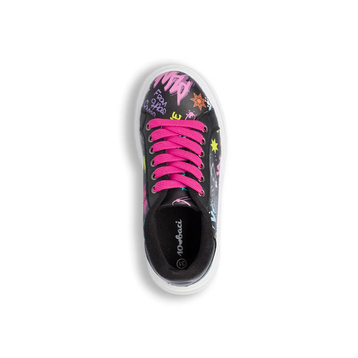 Sale Sneakers nere da Ragazza con stampa graffiti e lacci rosa Bambino Sneakers Bambina