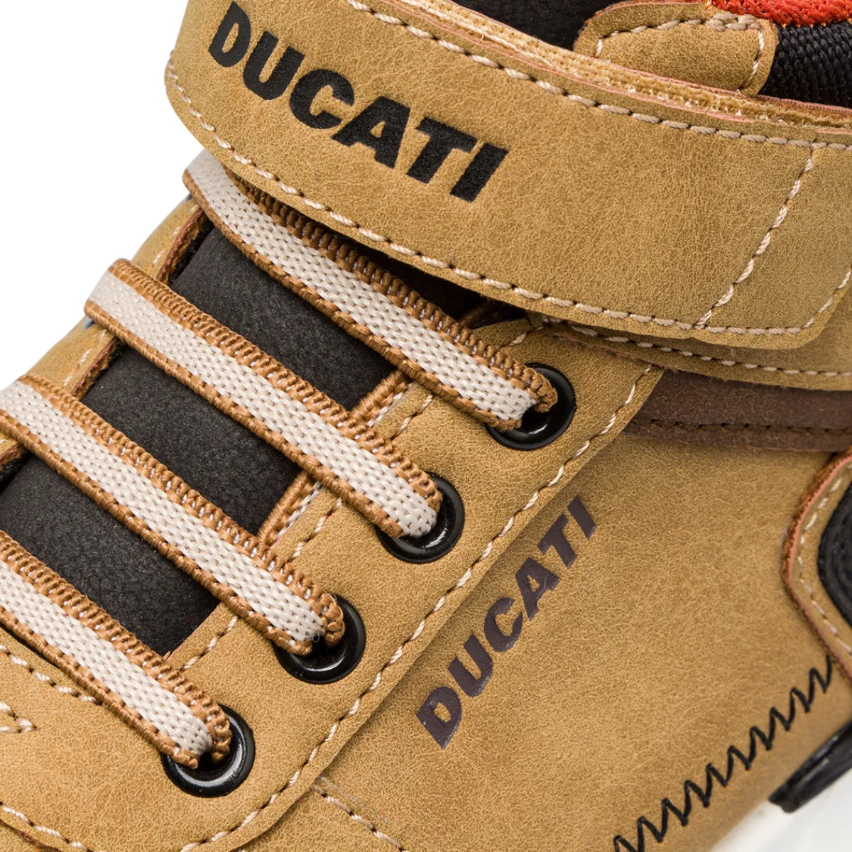 Outlet Sneakers ocra con inserti marroni da ragazzo con logo Bambino Sneakers Bambino|Scarpe Ragazzo