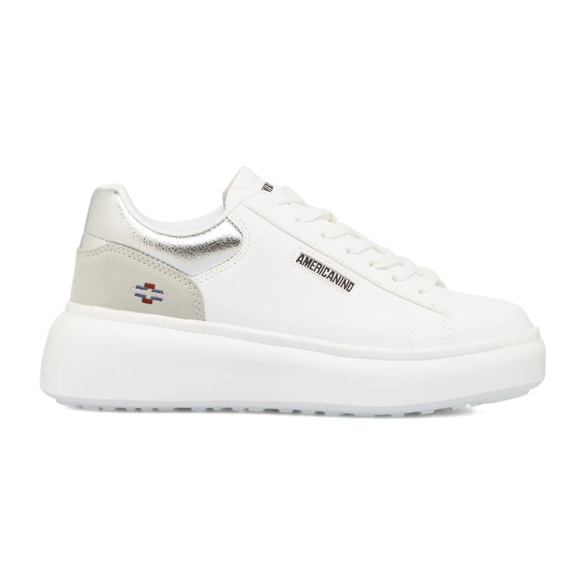 Discount Sneakers platform bianche da donna con dettaglio argento Donna Sneakers Donna