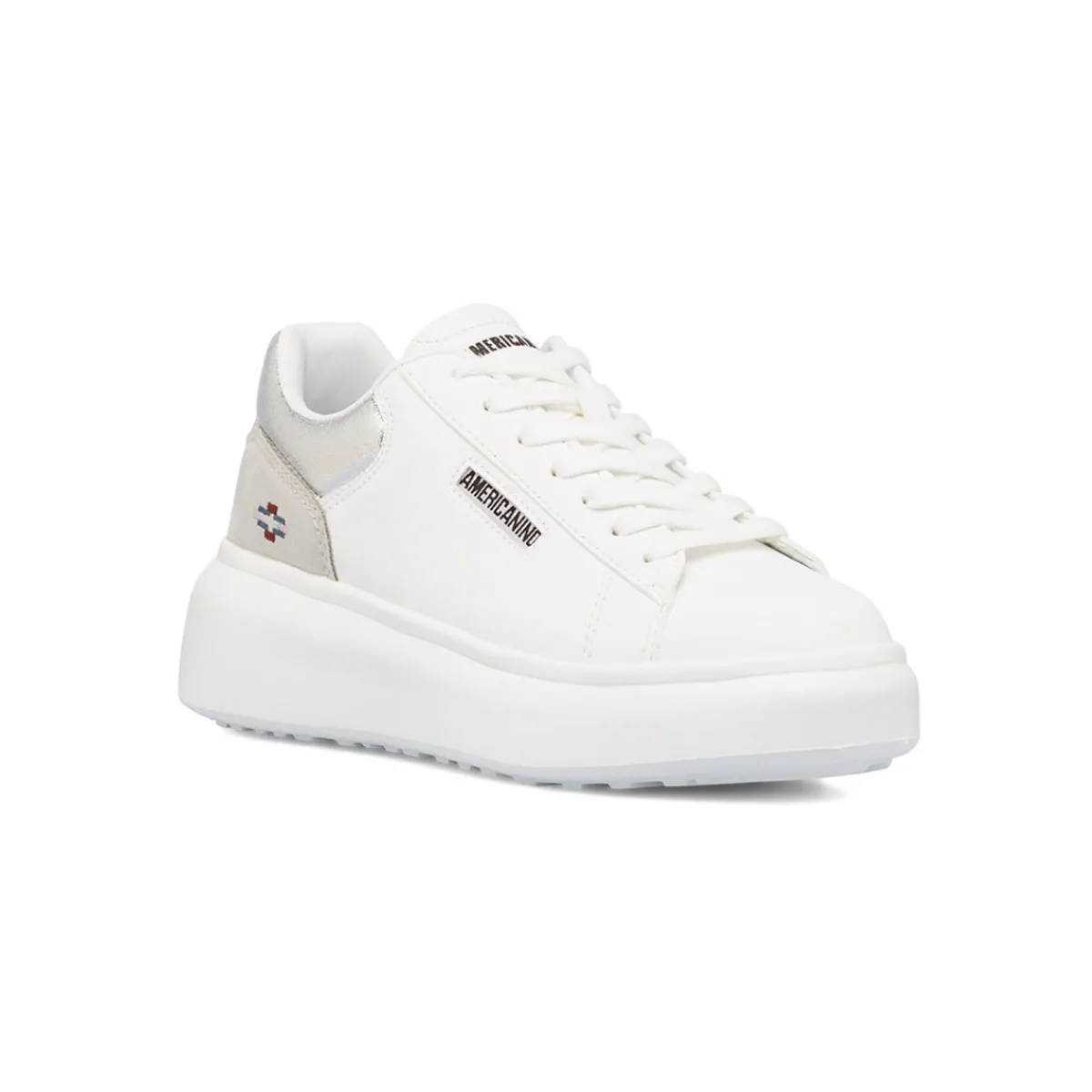 Discount Sneakers platform bianche da donna con dettaglio argento Donna Sneakers Donna