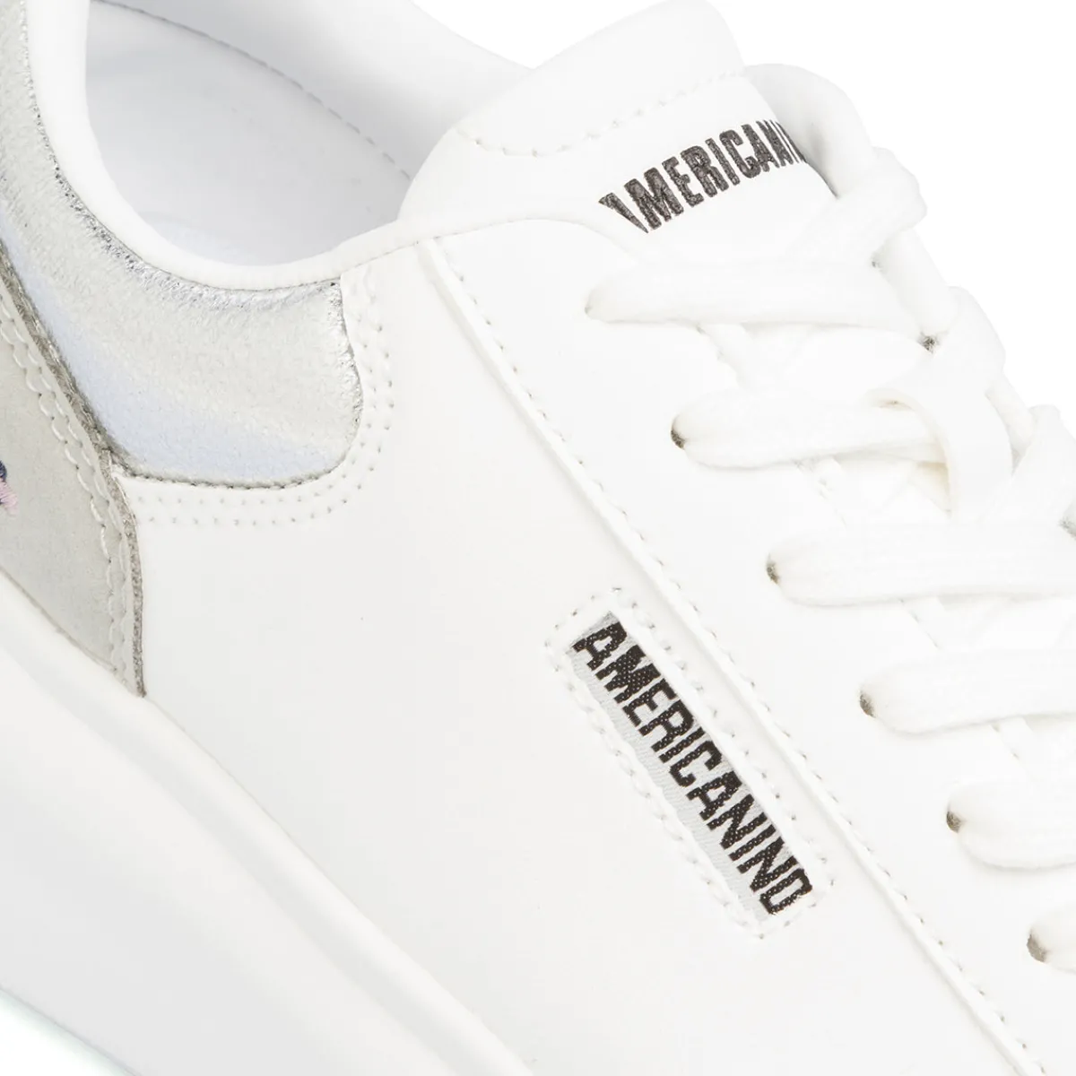 Discount Sneakers platform bianche da donna con dettaglio argento Donna Sneakers Donna