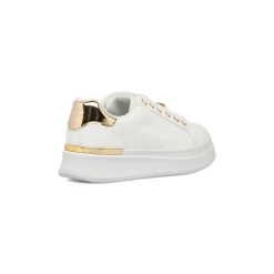 Discount Sneakers platform da donna bianche con strass e dettagli oro Donna Sneakers Donna