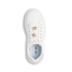 Discount Sneakers platform da donna bianche con strass e dettagli oro Donna Sneakers Donna