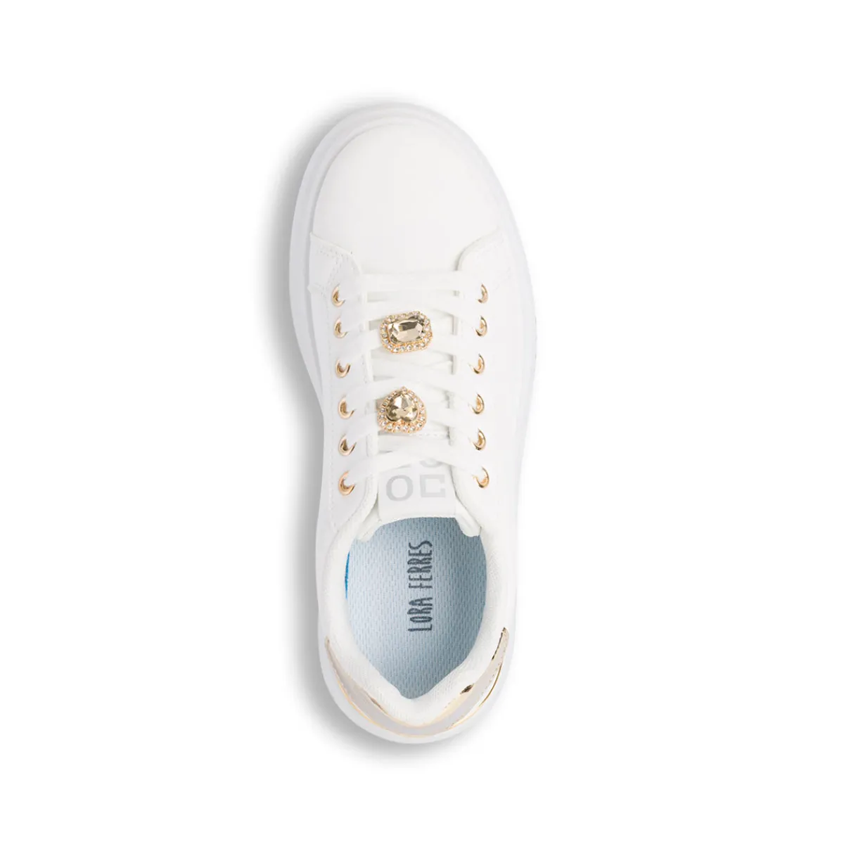 Discount Sneakers platform da donna bianche con strass e dettagli oro Donna Sneakers Donna