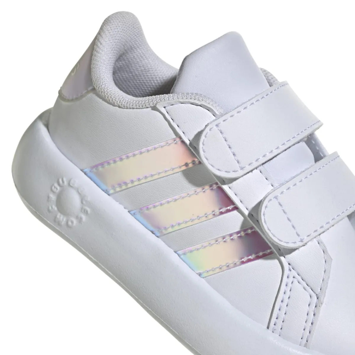 Outlet Sneakers primi passi bianche da bambina con dettagli iridescenti Grand Court 2.0 CF I Bambino Sneakers Sportive Bambina|Scarpe Con Strappo Bambina