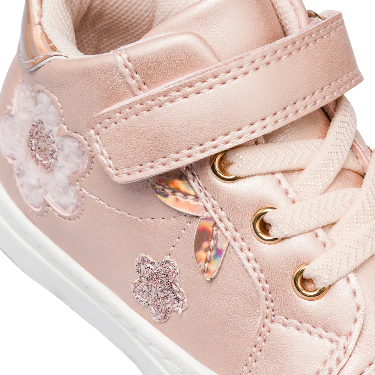 Sale Sneakers rosa effetto perlato da bambina primi passi con dettagli fiori Bambino Scarpe Con Strappo Bambina|Primi Passi Bambina