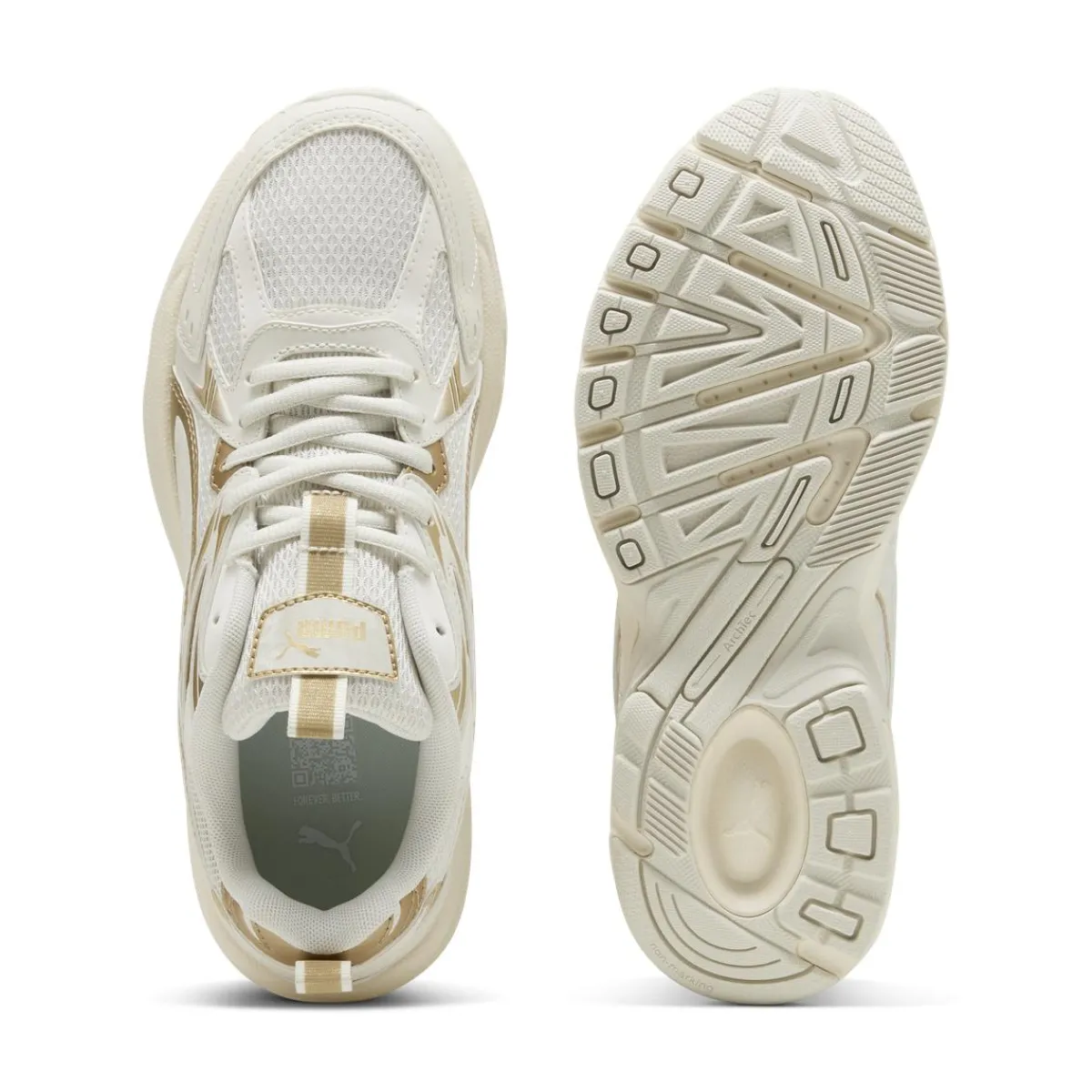 Sale Sneakers Rétro biannco off-white e oro da Donna Milenio Tech Donna Sneakers Rétro|Sneakers Retro Running