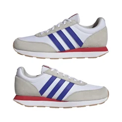 Discount Sneakers Rétro da Uomo bianche in pelle con dettagli blu e rossi Run 60s Uomo Sneakers Retro Running|Sneakers Rétro