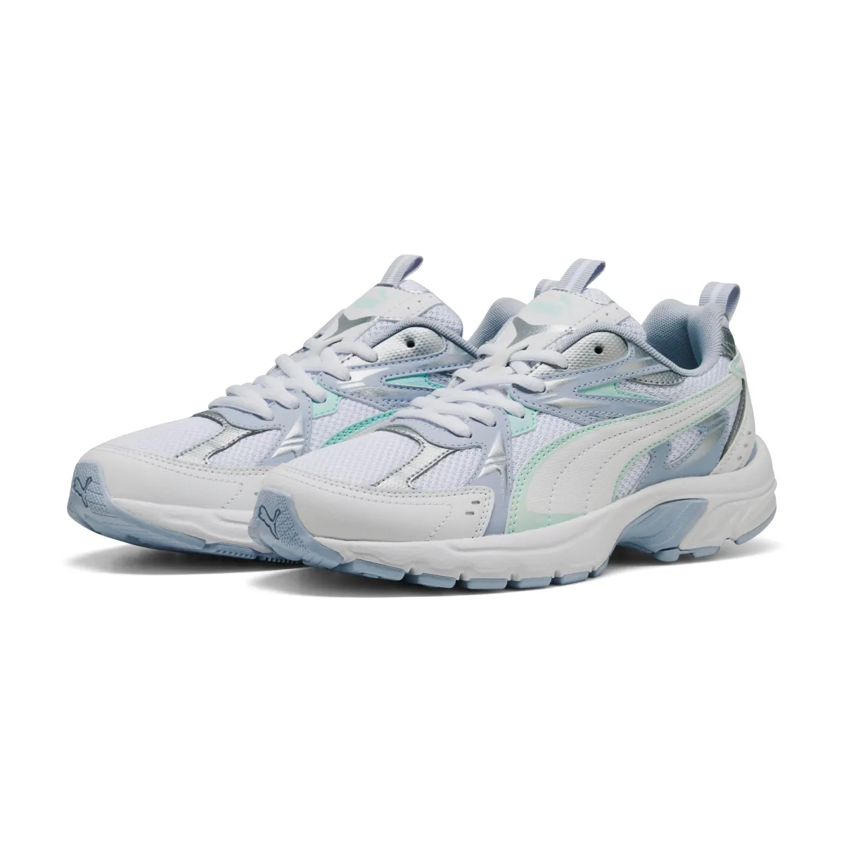 New Sneakers Rétro running da donna bianche con dettagli verdi e azzurri Milenio Tech Donna Sneakers Retro Running|Sneakers Rétro