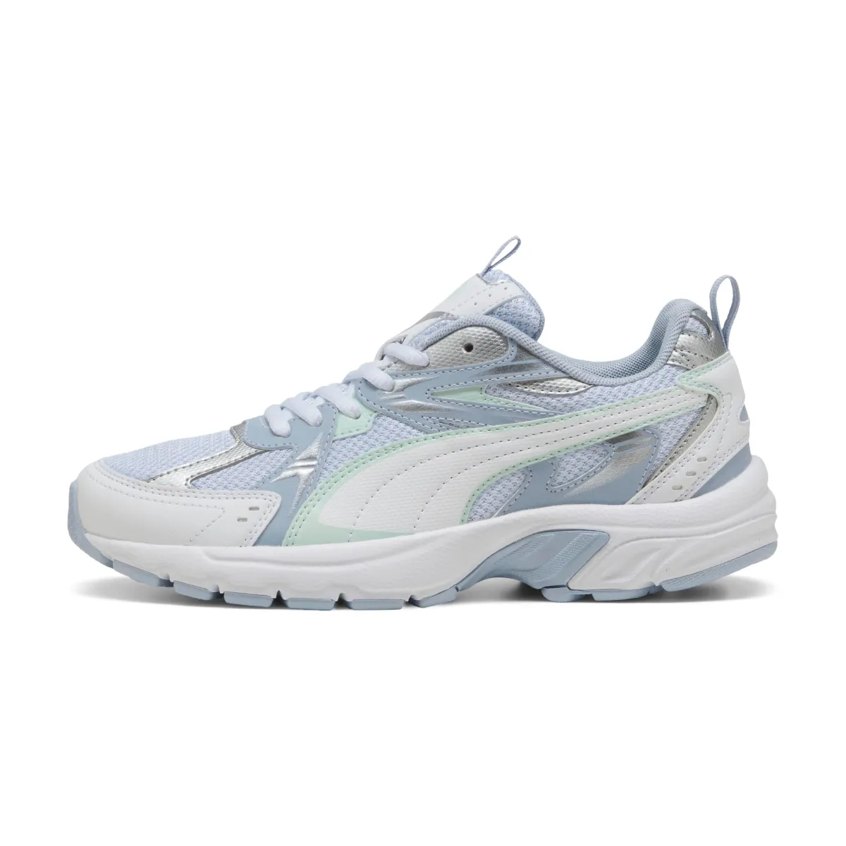 New Sneakers Rétro running da donna bianche con dettagli verdi e azzurri Milenio Tech Donna Sneakers Retro Running|Sneakers Rétro