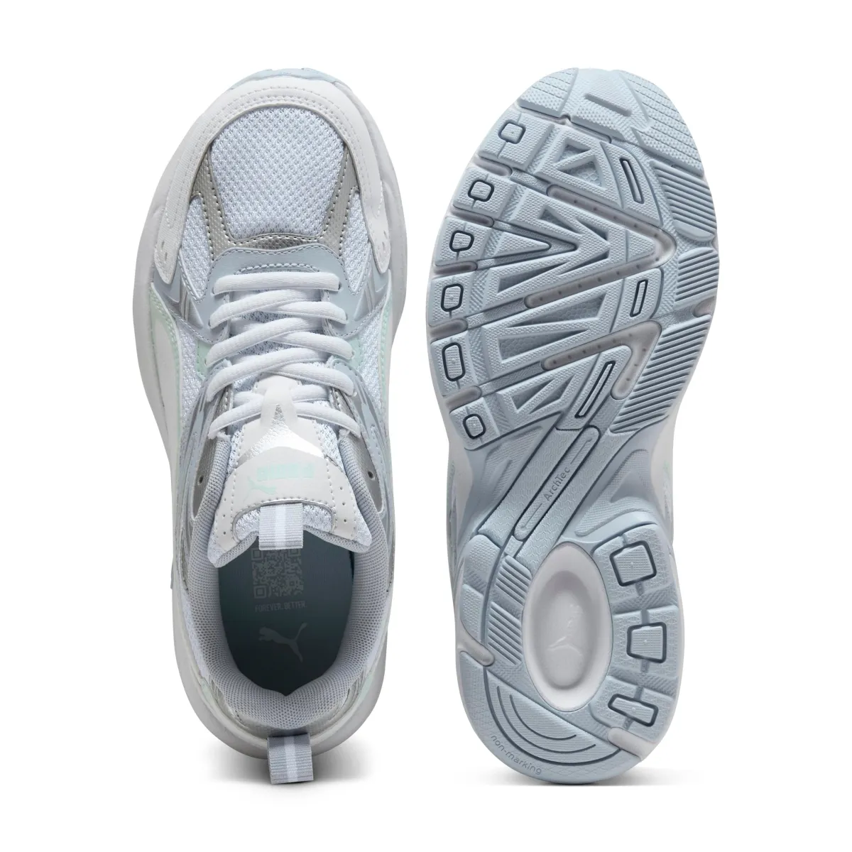 New Sneakers Rétro running da donna bianche con dettagli verdi e azzurri Milenio Tech Donna Sneakers Retro Running|Sneakers Rétro