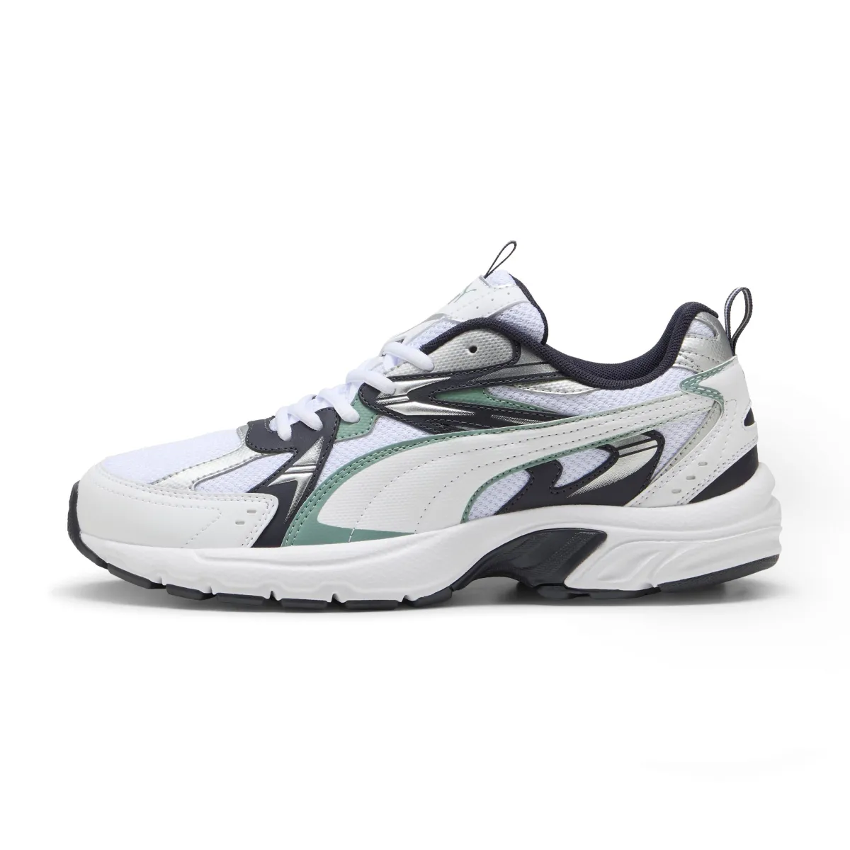 New Sneakers Rétro running da uomo bianche e nere con dettaglio verde Milenio Tech Uomo Sneakers Retro Running|Sneakers Rétro