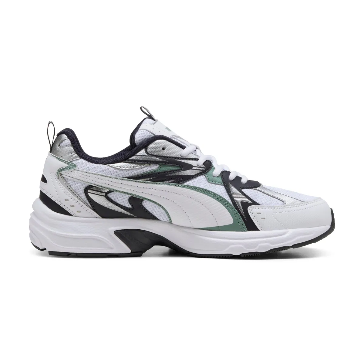 New Sneakers Rétro running da uomo bianche e nere con dettaglio verde Milenio Tech Uomo Sneakers Retro Running|Sneakers Rétro