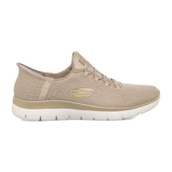 Hot Sneakers slip-on taupe da donna con inserti oro Summits Donna Scarpe Per Camminare|Scarpe Da Running
