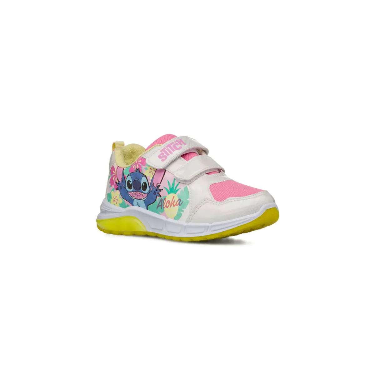 Discount Sneakers bianche rosa e gialle da Bambina con Lilo e Bambino Sneakers Bambina|Scarpe Con Strappo Bambina