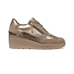 Hot Sneakers taupe da Donna con zeppa e zip Donna Sneakers Donna