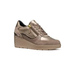 Hot Sneakers taupe da Donna con zeppa e zip Donna Sneakers Donna