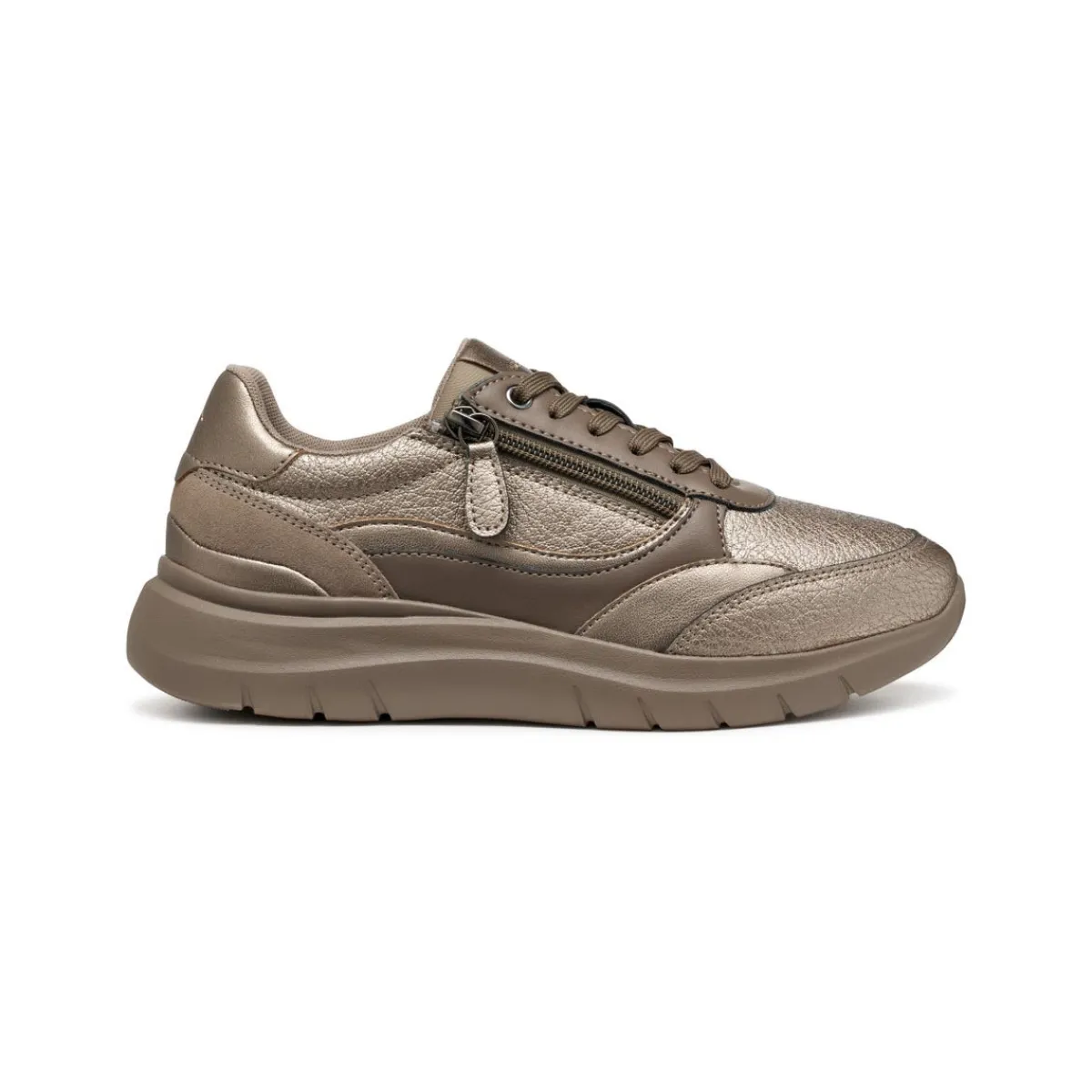 Outlet Sneakers taupe da Donna con zip e suola traspirante Donna Sneakers Donna