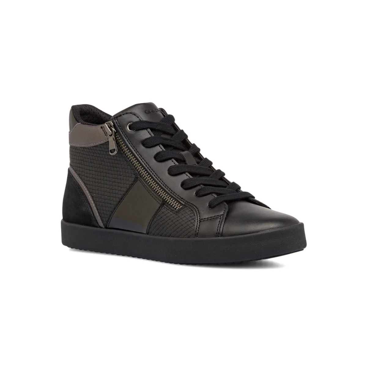 Discount Sneakers traspiranti da donna nere in pelle con zip Donna Sneakers Donna