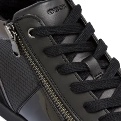 Discount Sneakers traspiranti da donna nere in pelle con zip Donna Sneakers Donna