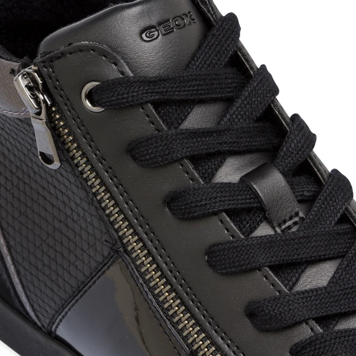 Discount Sneakers traspiranti da donna nere in pelle con zip Donna Sneakers Donna