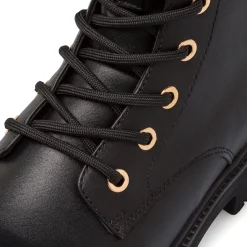 Hot Stivaletti Anfibi neri da Donna con dettagli oro Donna Scarponcini E Anfibi Donna