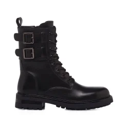 Sale Stivaletti Anfibi neri da Donna con fibbie Donna Stivali Donna|Stivaletti Donna